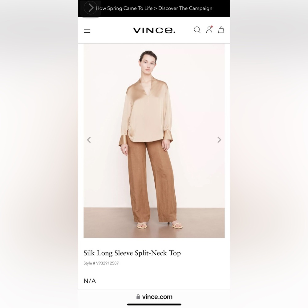 Vince silk v neck popover blouse Medium-EUC
